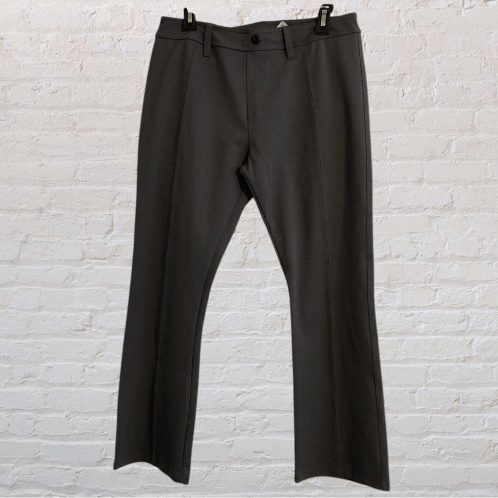American Giant Women Pull On Kick Flare Crop Pants Size 16 Ponte Gray Stretch